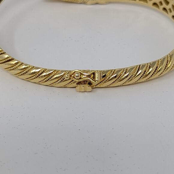 18K Gold Double Horse Head Diamond Ruby Bypass Bangle Bracelet Yellow Gold - Picture 10 of 16
